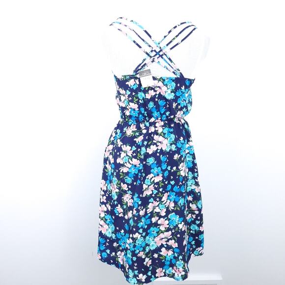 New Rue 21 Floral Summer Dress XS Sleeveless Navy Blue, Pink, Spaghetti Straps - Picture 2 of 7